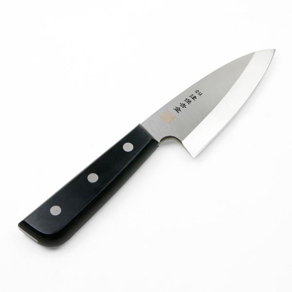 津保吉金 出刃包丁 片刃 120mm モリブデンステンレス鋼 黒合板柄