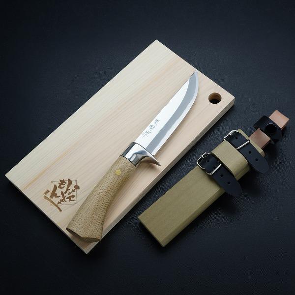 東周作 狩猟用 剣鉈 4寸 120mm 青紙鋼 磨き仕上 鞘付き 本職向け