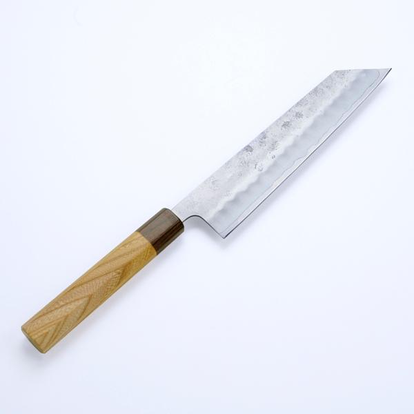 包丁 牛刀 銀三 梨地 欅八角柄 210mm 牛刀 両刃 210mm 切付型 銀三ステンレス 割込み 梨地仕上げ 八角ケヤキ