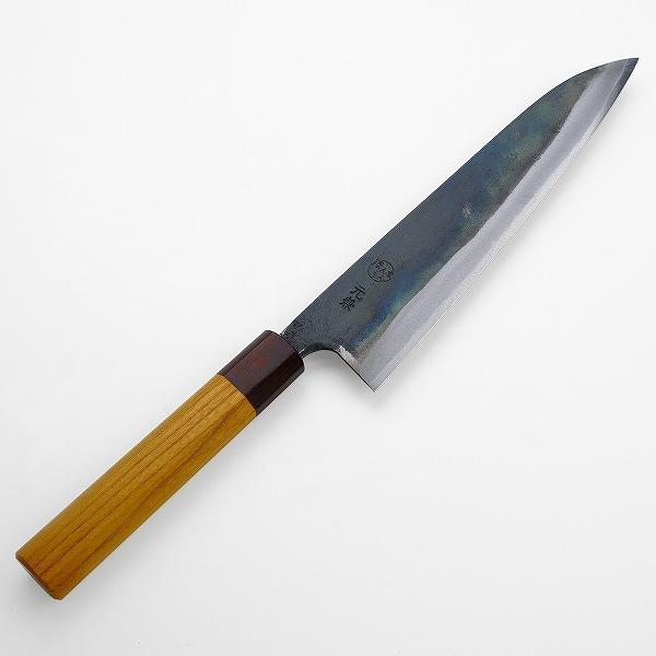 元兼 和牛刀 210mm 両刃 青紙1号 割込み 黒打ち仕上げ ケヤキ柄 土佐