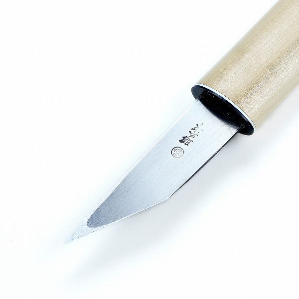 昭三作 横手小刀 90mm 黒打ち片刃 右利き用 木鞘付 本職向け三木