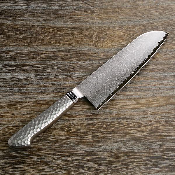 名入れ無料 三徳包丁 両刃 175mm ステン&ニッケル 63層鋼 名入れ無料 三徳包丁 両刃 175mm ステン&ニッケル 63層鋼