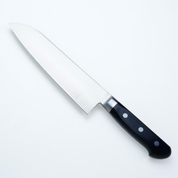 三徳包丁 両刃 180mm 粉末ハイスR2 割込み ステンレス 共口金付き 黒