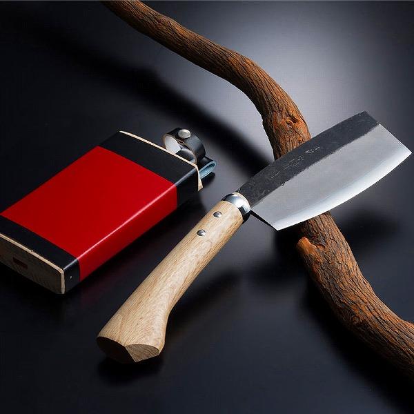 東周作 極上 枝打鉈 オタフク型500g 青紙鋼 鞘付き おたふく鉈