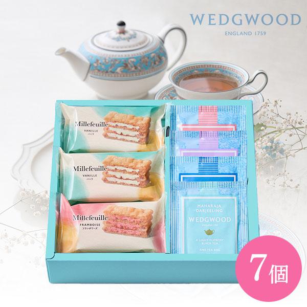 国産小麦１００％のパイ生地に、バニラとフランボワーズの２種のクリームをサンドしたミルフィーユと、ウェッジウッドの紅茶４種をセットにしました。サクサクのパイと風味豊かなクリーム、そして紅茶の芳醇な香りが口の中に広がる、贅沢なティータイムをお楽...