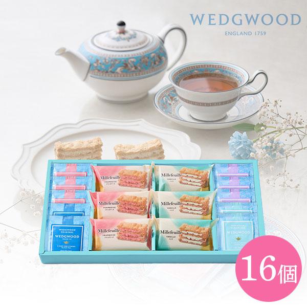 国産小麦１００％のパイ生地に、バニラとフランボワーズの２種のクリームをサンドしたミルフィーユと、ウェッジウッドの紅茶４種をセットにしました。サクサクのパイと風味豊かなクリーム、そして紅茶の芳醇な香りが口の中に広がる、贅沢なティータイムをお楽...