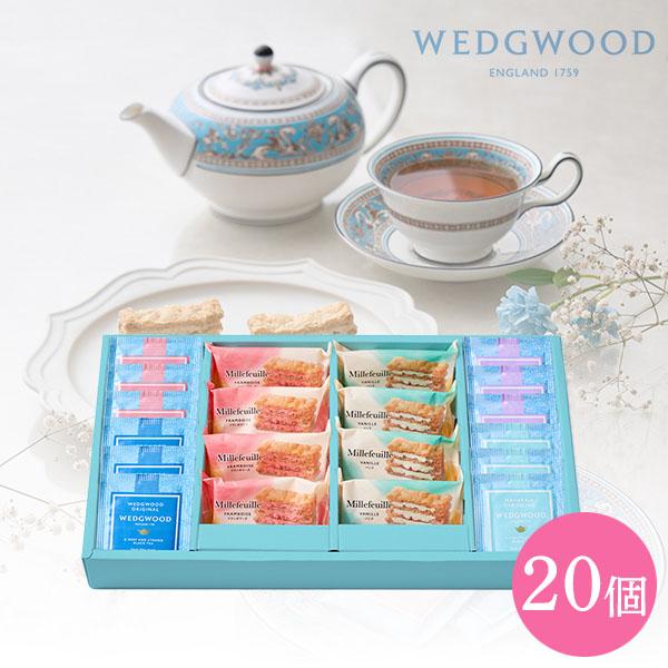 国産小麦１００％のパイ生地に、バニラとフランボワーズの２種のクリームをサンドしたミルフィーユと、ウェッジウッドの紅茶４種をセットにしました。サクサクのパイと風味豊かなクリーム、そして紅茶の芳醇な香りが口の中に広がる、贅沢なティータイムをお楽...