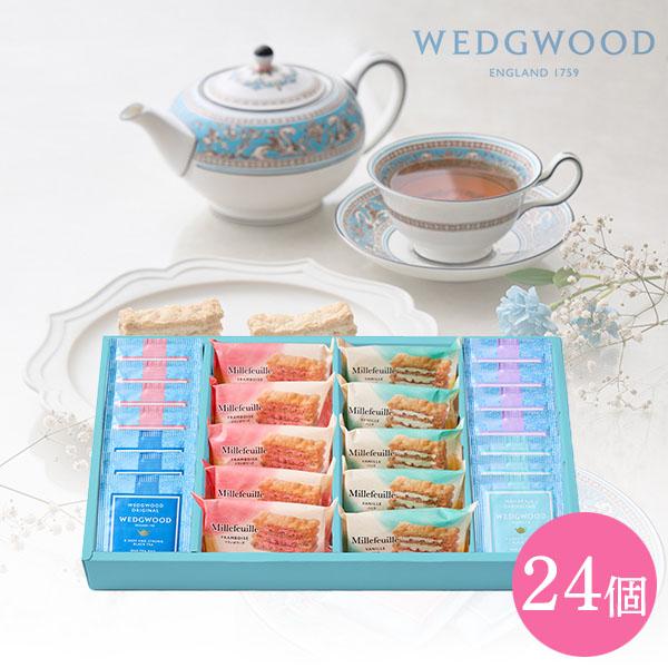 国産小麦１００％のパイ生地に、バニラとフランボワーズの２種のクリームをサンドしたミルフィーユと、ウェッジウッドの紅茶４種をセットにしました。サクサクのパイと風味豊かなクリーム、そして紅茶の芳醇な香りが口の中に広がる、贅沢なティータイムをお楽...