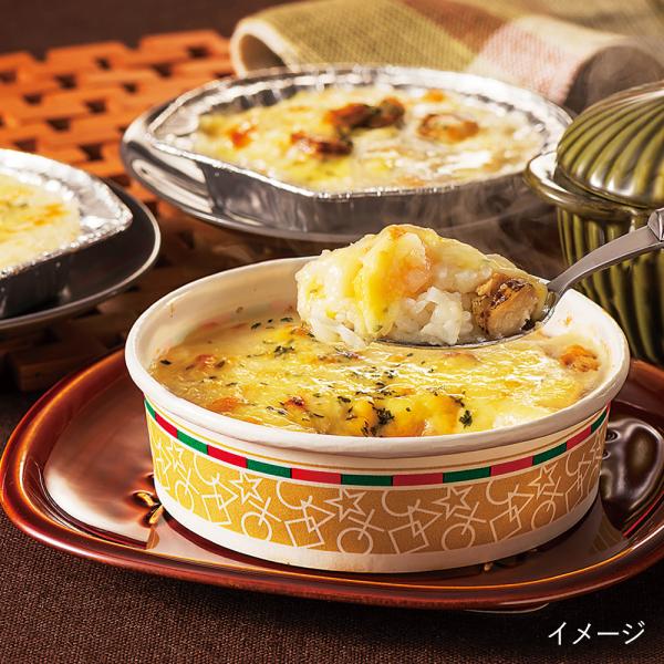 北海道産じゃがいもをベースに仕上げたグラタン3種と、まろやかなホワイトソースにシーフードを加えたドリアのセットです。