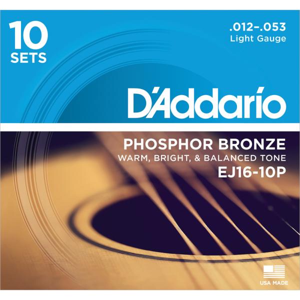 D'Addario PHOSPHOR BRONZE EJ16-10P Light __I (AR[XeBbNM^[) (10ZbgpbN)