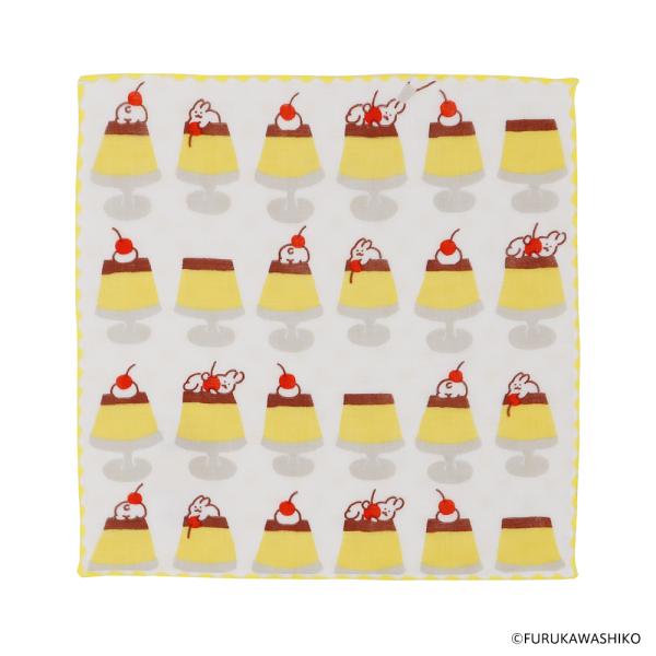 Old Resta×FURUKAWASHIKO ハンカチ お菓子などうぶつ工房プリン  (S:0040)