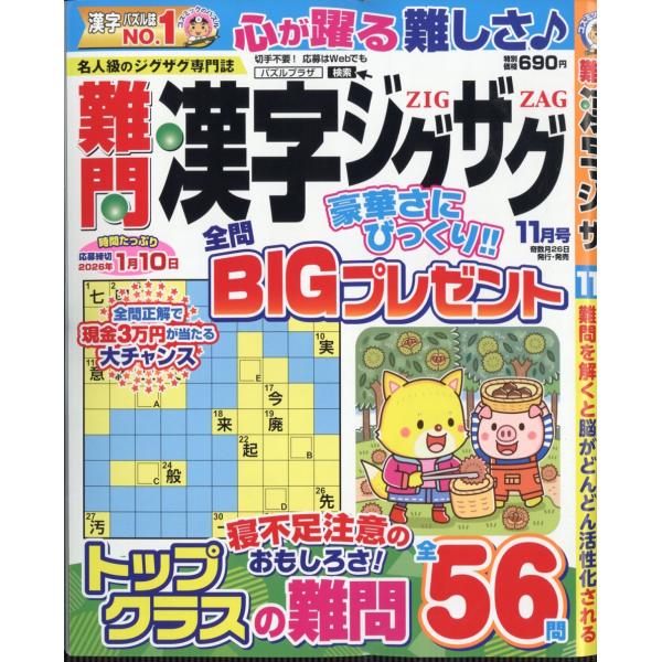 翌日発送・難問漢字ジグザグ　２０２５年　１１月号