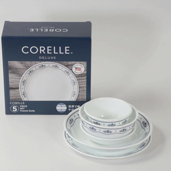コレール　CORELLE　コレールデラックスフレンチドイリー5pcsセット　耐熱強化ガラス 　電子レンジOK　食洗機対応　軽くて薄い　お買い得商品　アメリカ製