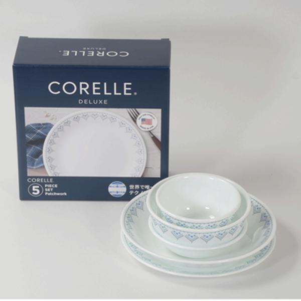 コレール　CORELLE　コレールデラックスパッチワーク 5pcsセット　耐熱強化ガラス 　電子レンジOK　食洗機対応　軽くて薄い　お買い得品　アメリカ製