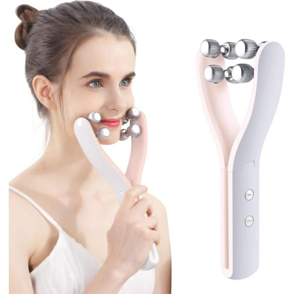 【Y字型美顔ローラー・多機能美顔器】年齢肌のサインが出っていた原因は年齢による使わない表情筋の衰えによるものや乾燥でうるおい不足によって起こります。微弱電流とEMSの2重機能で肌に適度な刺激を与えてくれます。8つまでのローラーで肌を挟み込む...
