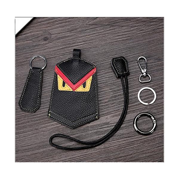 Ontto カー キーケース スマート キーカバー キーホルダー 鍵用 オシャレ 本革 全国どこでも送料無料 高品質 ファッション モンスター 青