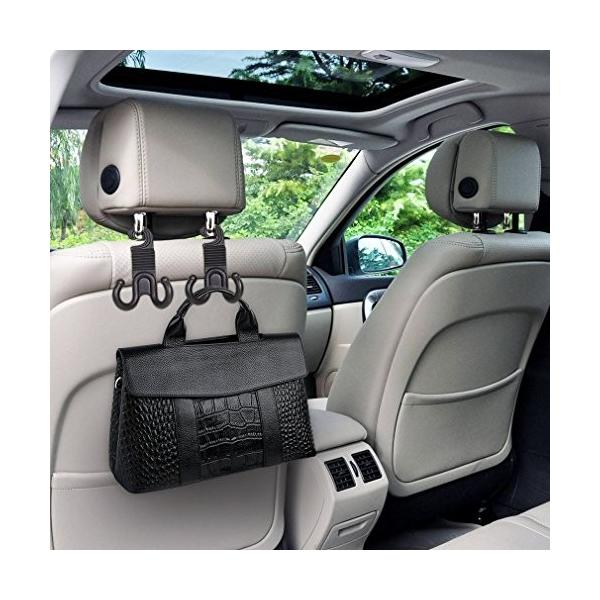 Hkun 車用シートフック 荷物フック ヘッドレスト 車内収納 汎用 荷物掛け 出色 買い物袋の荷崩れ防止 2個