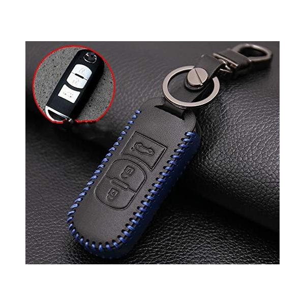 Mazda3専用キーケース カラフル マツダキーカバー 傷 汚れなど防止 キーホルダー 三色 大幅にプライスダウン ブルー 本革 マツダcx 4 等