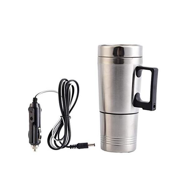 Lacyie 300ml 車用電気ケトル 12v車載用ポット 電動カップ 人気商品 大容量 ビーカー 湯沸し器 沸騰可 カーポット 2層真空断熱