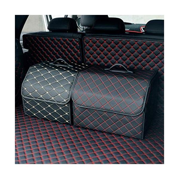 カー用品トランク収納ボックス車収納ボックスインテリアカー折りたたみレザー収納ボックステールボックス 色 本店 サイズ Checkered Red