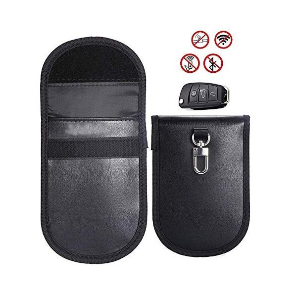 電波遮断 圏外ポーチ 車 スマートキー ケース リレーアタック対策 電子キー完全遮断 ギフト 革 カバー リレーアタック盗難防止 キーホルダー 車の鍵
