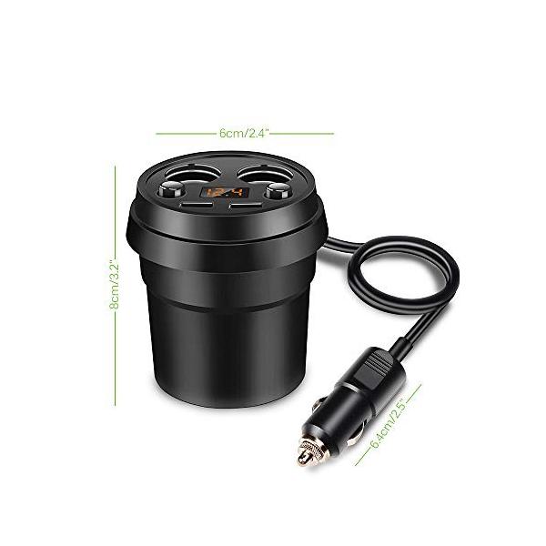 シガーソケット 九時半 コップ型 Usb カーチャージャー 独立スイッチ 2usbポート 12v 24v対応 期間限定送料無料 車載充電器 Led付き 3連