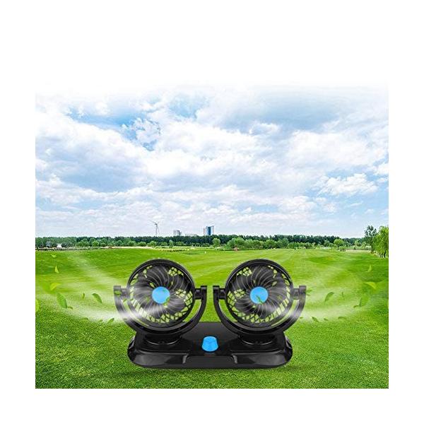 車空気クーラー カー冷却ファン 出荷 カーファンdc 低いエネルギー消費量 12vダブルヘッド強力なミュート大風360 回転車の冷却ファン