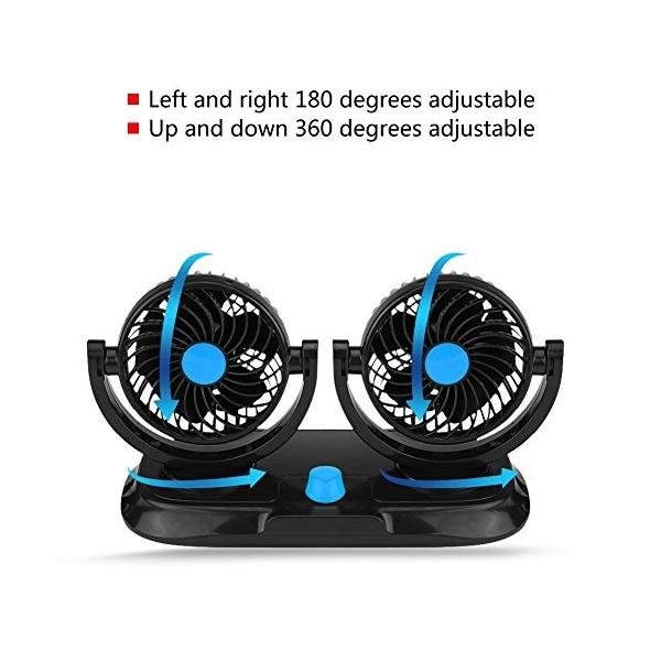 車空気クーラー カー冷却ファン 出荷 カーファンdc 低いエネルギー消費量 12vダブルヘッド強力なミュート大風360 回転車の冷却ファン