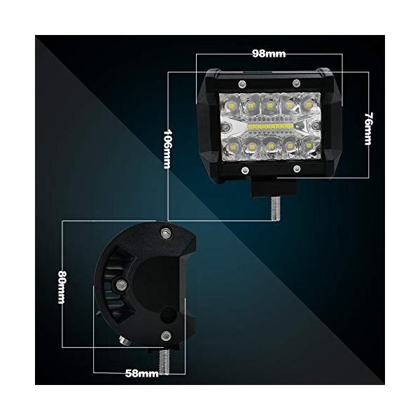 Ledワークライトストリップ60wスポットライトデイドライブライトボックスフォグランプ取付ブラケットオフロード用 トラック 奉呈 車 Atv Suv ジープ