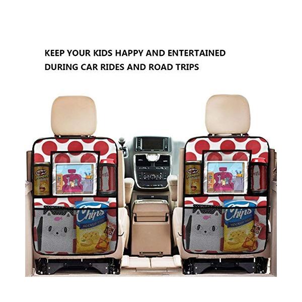 Sunjan 車用シートバックポケット水玉レッド 新作入荷 新品 後部座席収納 車 収納 ポケット 汚れ防止 シートバック 車載ポケット 二枚セット 小物入れ