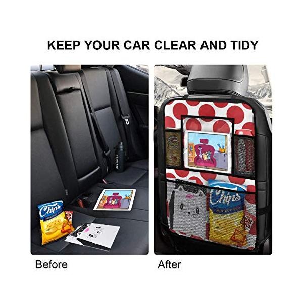 Sunjan 車用シートバックポケット水玉レッド 新作入荷 新品 後部座席収納 車 収納 ポケット 汚れ防止 シートバック 車載ポケット 二枚セット 小物入れ