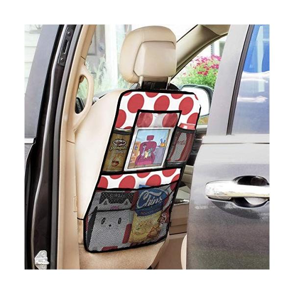 Sunjan 車用シートバックポケット水玉レッド 新作入荷 新品 後部座席収納 車 収納 ポケット 汚れ防止 シートバック 車載ポケット 二枚セット 小物入れ