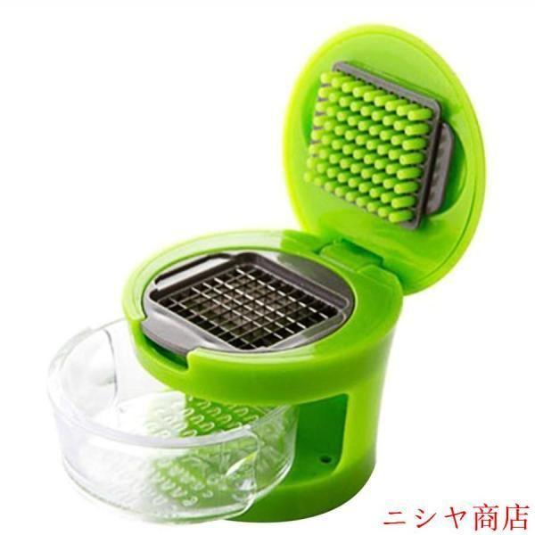ニンニク みじん切り スライサー 手動 ガーリックチョッパー ニンニク 玉ねぎ 生姜 粗さ調節 調理器具 時短 離乳食 料理 キッチンツール コンパクト 洗いやすい