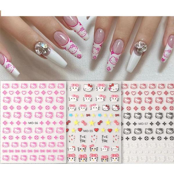 6枚入りネイルアート ステッカー キティ 浮き彫りネイルシール 5D