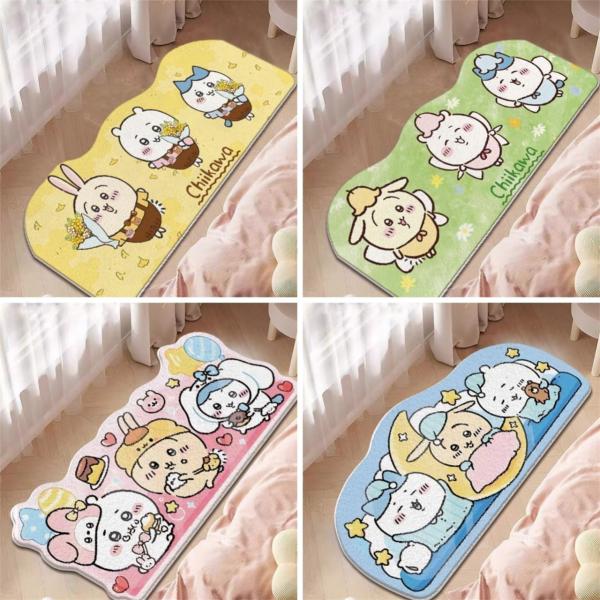 ちいかわ 玄関マット ハチワレうさぎ グッズ ベッドルームカーペット カーペット ベッドサイド 可愛い 屋内 廊下 ベッドルーム  室内装飾 贈り物 プレゼント  サイズ：50*120cm、60*160cm、 60*180cmメイン素材：肌...