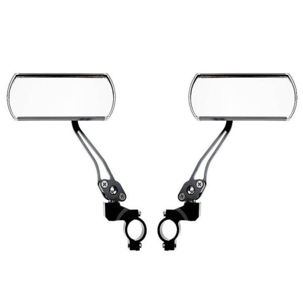 自転車のハンドルバーやバーエンドなどに取り付けできる、軽量アルミ合金製のバックミラー左右セットです。付属のブラケットによる簡単取付式。直径約22〜25mmまでのバーに対応します。ミラーの位置や角度は、取付け後も常に見やすい位置へ調節可能。駐...