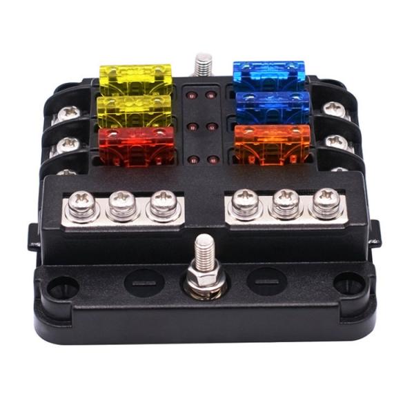 6WAY回路 ヒューズホルダー ヒューズボックス スクエア型 6分岐配線12V