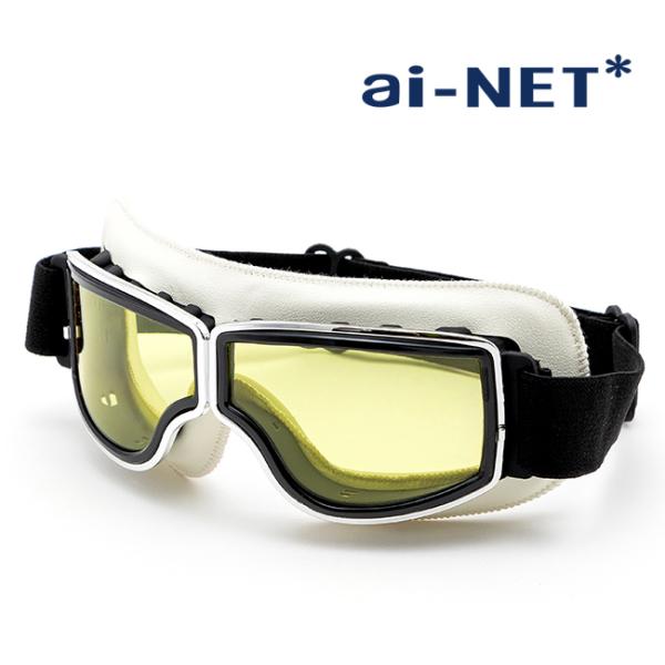 | 商品詳細商品名：ヘルメットゴーグルメーカー：ainet/アイネットJAN：4573125838392カラー：ホワイト/イエローサイズ：190mm×80mm素材：ポリカーボネート（UVカット・耐衝撃性）※大きなフレームの眼鏡や特殊な形状の...