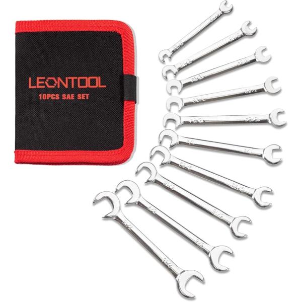 ミニ両口スパナセット 薄型 スパナレンチセット オープンエンドレンチ ショートタイプ 10本組 インチ規格 SAE 5/32-7/16