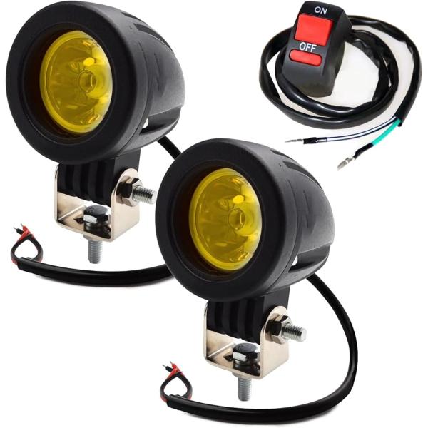 他サイト： 汎用 LED 小型 スポットライト 2個セット 12V 24V バイク 10W ONOFFスイッチ付き CREE 丸型(イエロー)の商品画像