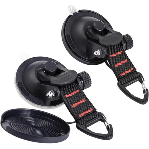 吸盤フックセット 補助 屋外 車 タープ サンシェード ベランダ 固定 キャンプ 荷物 耐久性 (2コセット,  フリー)