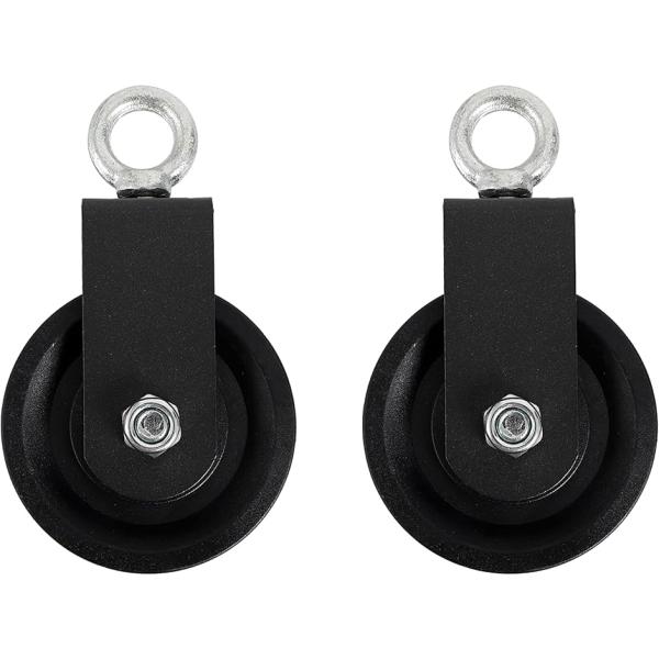 「トレーニングアイテム」お家で手軽に筋トレやケーブルトレーニングをしたい方向けに滑車(プーリー)２個セットのおススメ商品です。プーリーとロープさえあれば自宅でケーブルトレーニングがいつでもできます。「スムーズな回転」プーリーの上部に回転可能...