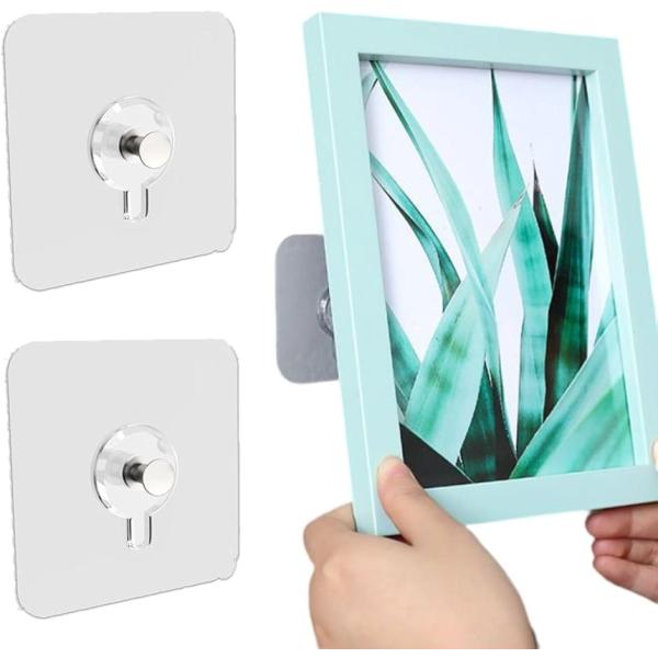 壁掛けフック フォトフレーム 額縁 絵画 飾る 壁に穴を開けない クリア 20枚セット