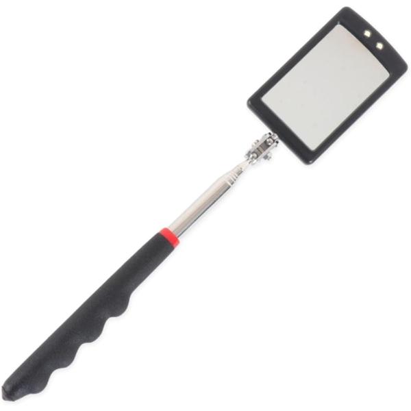 １「 暗くて狭い場所でも見やすい。　」伸縮できる棒なので狭い所にも届いちゃう。さらに、点検鏡の先端にＬＥＤライトが付いているので、暗い場所でも点検可能ですね。仕事帰りの夕方〜夜でも、車の点検などをしたくなった時にサッと取り出して使える便利な...