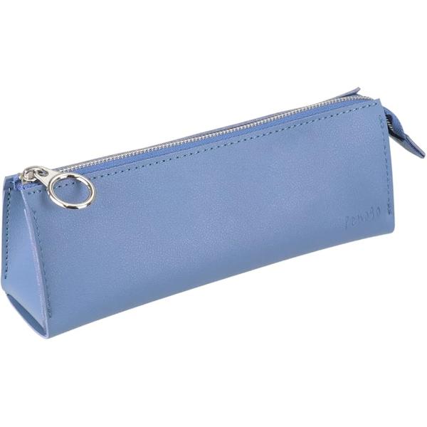 他サイト： ペンケース PUレザー レディース 三角デザイン 倒れない 開閉スムーズ 撥水( ジェイブルー)の商品画像