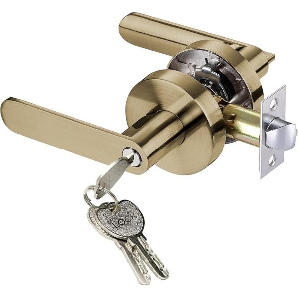 バリエーションコード : 2B2Q3G8RSV［3鍵付き］ 45°ドアを開けレバーハンドル錠 アルミニウム合金の主体 適用扉厚:35-50mm ラッチは60mmあるいは70mmに調整可能「サイズ」フェイスプレート直径：65mm; ハンドルの...