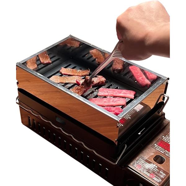 ・簡単組み立て　簡単洗浄・網でも鉄板でもOK・内側の壁ついた油はそのまま油受けへ・食洗機可能・油はねをしっかりガード