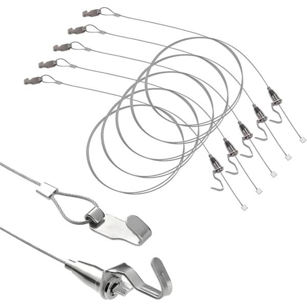 バリエーションコード : 2BJGHVXXDT「製品概要」 絵画やハンドメイド作品の展示に欠かせないフック付きのワイヤーです。ピクチャーレールなどに額縁や絵画を簡単に吊り下げることができます。「製品性能」長さ0.5m〜1.5mのステンレス製...