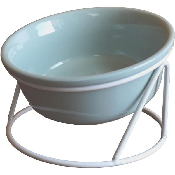 他サイト： 猫 えさ 皿 食器 フードボウル 水飲み器 ペット用品 陶器 300ml 15度の傾斜 取り外し式( ライトグリーン)の商品画像