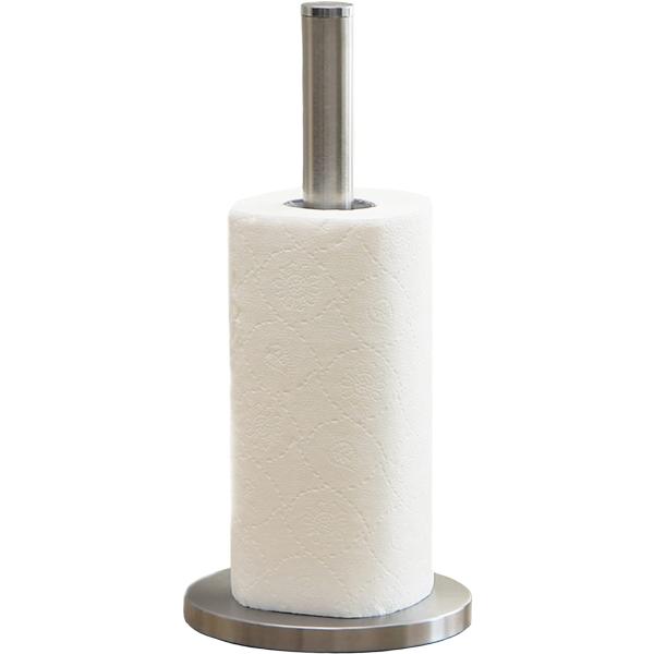 ・シンプルで使いやすいステンレス製のペーパーホルダーです。・サイズ：高さ32.5cm(内土台1.5cm) 土台直径15cm ホルダー芯2.5cm 重さ:530g 材質：SUS410（ 耐食性の高いステンレス鋼）カラー：シルバー・外国製の大き...